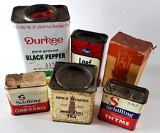 Vintage Spice Islands Durkee Schilling Kroger Tin Box Lot Pepper Pickling Thyme picture