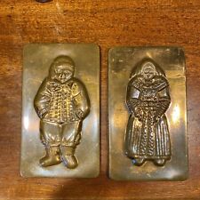 Set of 2 Two Vintage Copper Cookie Chocolate Mold Tins Dutch Boy and Girl 1970's picture