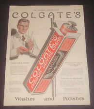 1923 Colgate's Ribbon Dental Cream Print Ad - Toothpaste That Washes & Polishes picture