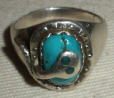 VINTAGE ZUNI EFFIE CALAVAZA TURQUOISE STERLING SILVER RING SIZE 9 1/4 vafo picture
