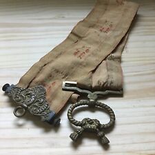 Vintage Handcrafted Embroidery Curtain Tieback w/ Bronze Buckles Victorian Style picture