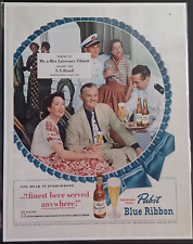1949 Pabst Blue Ribbon Beer Print Ad Lawrence Tibbett S.S. Brazil Luxury Liner picture