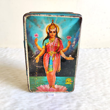 1950s Vintage Goddess Laxmi Graphics Sat Photo Snuff Advertising Tin Box TI518 picture