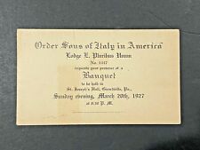1927 Philadelphia Order Sons of Italy in America Banquet Announcement Card picture