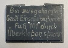 German WWII Aircraft Instruments Fu.G 101 TYPENSCHIELD Dataplate picture