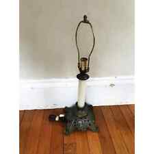 Vtg Antique Deco Lamp Alibaster w/ Pot Metal Stand 22