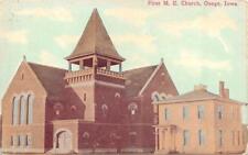 OSAGE, IA Iowa     FIRST M.E. CHURCH     Mitchell County    1917 Postcard picture