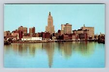 Providence RI-Rhode Island, Skyline From Providence River, Vintage Postcard picture