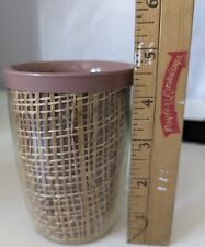 1 VTG Raffiaware Coffee Mug Insulated Burlap 4.5” Brown MCM Cottagecore picture