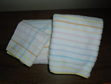 1980s Bath Towel Set HF J'aime 100% Cotton Brazil Pastel Stripes 3 Piece Vintage picture