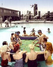 1950's Sands Casino Pool Craps Game Vintage Las Vegas Hand Colored 8x10 Photo picture