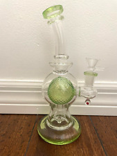 9” Premium Glass Water Pipe Bowl Wrinkle Disco Perc Green 14mm picture
