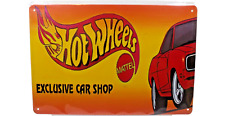 Retro Hot Wheels Exclusive Car Shop Tin Wall Hanging Sign 12x8 Brand New Sealed picture