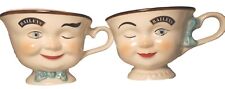 Vintage PAIR Bailey's Irish Cream Coffee Cup Mug YUM Winking Face Girl + Boy picture