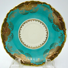 Alboth & Kaiser Porcelain Saucer - Teal Green & Gold - Germany (US Zone) picture