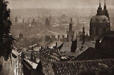 1940s Vintage PRAGUE Czech Spires Rooftop Cityscape KARLA PLICKY Photo Art12X16 picture