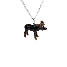 Little Critterz Jewelry - Black Moose Animal - Pendant Porcelain Jewelry picture