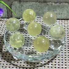 7pcs 17-18mm NATURAL Citrine Crystal sphere ball Orb Gem Stone Gift + base F7 picture
