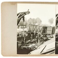 Derailed Pittsfield Train Wreck Stereoview c1924 Massachusetts Disaster A1867 picture