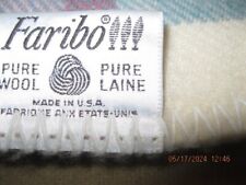 VINTAGE FARIBO PINK AND BLUE WOOL QUEEN SZ BLANKET 90X88 picture