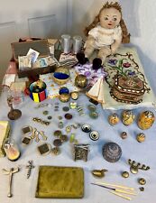 Large lot Antiques & Vintage Curios toys, needlework, boxes, currency, buttons.. picture