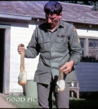 #J90- Vintage 35mm Slide Photo- Military Man With Geoduck- Clam- Gross -  1970s picture