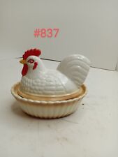 Vintage Hen on Nest with Chicks Covered Ceramic Dish picture