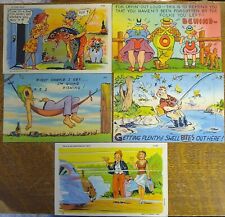 Lot of 5 - Comic Linen Postcards - 1930s-1950s - VG/EX picture