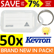 NEW BULK 50x Kevron Key Tags + Paper Inserts Clear White Key Ring Tag ID5 CLR50 picture