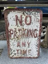 Vintage No Parking Any Time Embossed Metal Sign 12