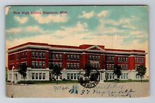 Negaunee MI-Michigan, New High School, Exterior, Vintage Postcard picture