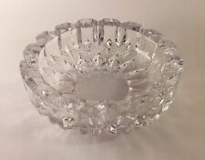 Vintage Heavy Crystal Clear Cut Glass Cigar Ashtray, 7.5” Large picture