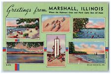 c1940 Greetings From Multiview Beach Marshall Illinois Vintage Antique Postcard picture