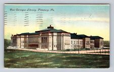Pittsburg PA-Pennsylvania, New Carnegie Library Building, Vintage c1907 Postcard picture