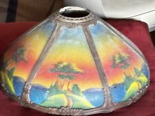 Handel Era  Arts & Crafts Reverse Painted Lamp Shade Mesmerizing Colors picture