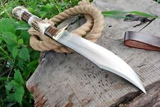 RARE STAG CUSTOM HANDMADE HUNTING DAGGER L BOWIE KNIFE ANTLER GRIP  COVER picture