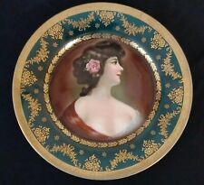 Antique Royal Vienna Porcelain Portrait Plate Signed Wagner Green Bavaria Dish picture