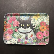 House of Lloyd Sylvia Huber Gaensslen Tabby Cat Tray Made in Italy 8x5.5 Small picture