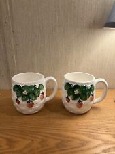 Vintage Set Of 2, Rare Otagiri Strawberry Pattern Mary Ann Baker Coffee Cups picture