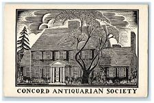 c1910's Concord Antiquarian Society Woodblock Print Massachusetts MA Postcard picture