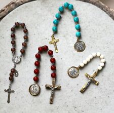 New Rosary Vintage lot Of 4 Saint Benedict Rosary, Red Jasper & Turquoise stone picture