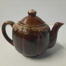 Vintage Pottery Tea Pot With Lid Brown Drip Glazed Home Decor Collectible picture