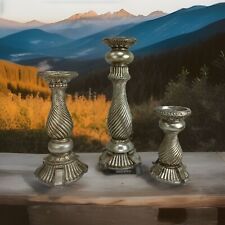 Christopher Radko - Set Of 3 Silverleaf Swirl Candleholders Large picture