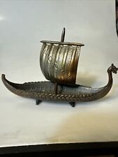 Vintage NORGE Viking Boat Ship Norway Metal Model  5”x 8”  picture