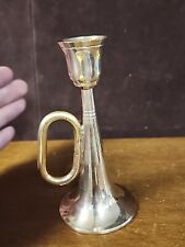 Vintage Solid Brass Bugle Horn Trumpet Candlestick 5