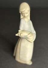 Lladro Girl with Pig Holding in Her Hands Porcelain Figurine Matte Finish picture