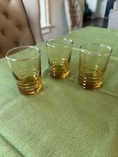 Vintage Amber Juice Glasses Swirl Optic by Libbey Set Of 3 picture