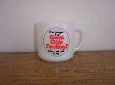 Vintage Federal GM Test Drive Oldsmobile Milk Glass Coffee Mug Cup Advertising picture