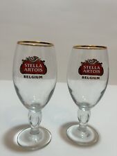2  Stella Artois Beer Glasses “Gold Rim” 33cl BELGIUM picture