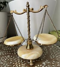 Vintage Onyx/Marble Ornamental Scale w/Brass Hardware Bought In Athens Greece picture
